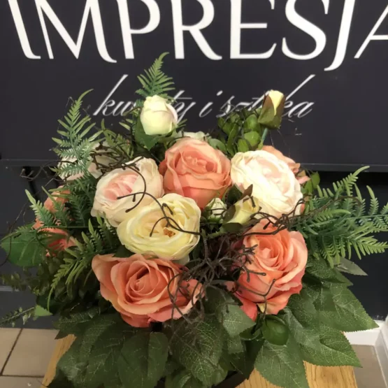 Flower Box z Kwiatów Sztucznych Karmelowy
