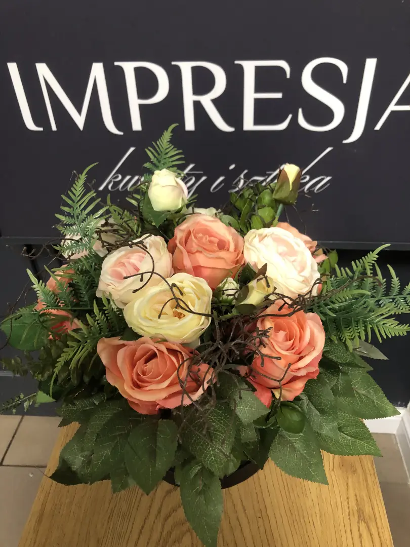 Flower Box z Kwiatów Sztucznych Karmelowy