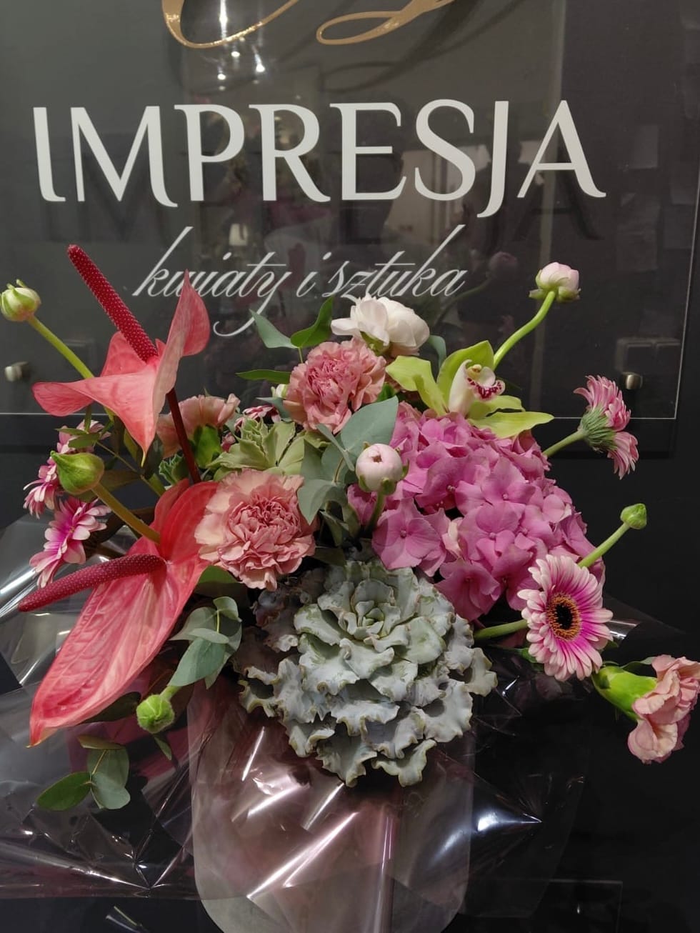 Flowerbox asymetryczny z anturium - obrazek 2